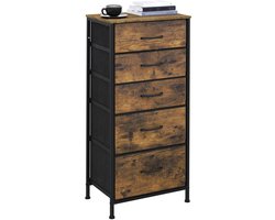 Solvix Ladekast – Opbergkast – Opbergkasten met Deuren – Dressoir met 5 Lades – Kast met Opbergruimte – Rustiek Bruin – Voor Woonkamer en Slaapkamer