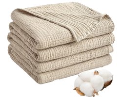 Solvix Mousseline Deken 100% Katoen – Plaid voor Bank en Bed – Zachte Ademende Sprei voor Alle Seizoenen – 150x200 cm Donker Khaki