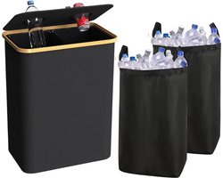 SolVva Statiegeld container - Prullenbak - Recyclebak - Statiegeldflessen en blikjes– 140L Prullenbak met 2 Compartimenten – Waterdicht – Ook geschikt voor Plastic, Karton, Glas & Papier – Inclusief Twee Herbruikbare Afvalzakken