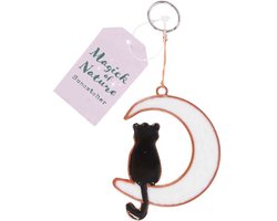 Something Different - Cat Sitting on Cresent Moon Raamhanger/Suncatcher - Multicolours
