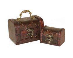 Something Different Decoratieve opbergdoos Diamond Bruin - MINI SCHATKIST - set van 2 - (bxhxd) ca. 13cm x 10cm x 9cm / 9cm x 6cm x 6cm
