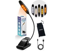 Somnifiq Leeslampje voor Boek met Klem – Klemlamp voor in Bed - LED Boeklampje Dimbaar & 3 Lichtkleuren - Knijplamp - Bevordert Slaap - USB Oplaadbaar