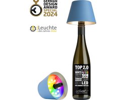 Sompex Flessenlamp " TOP " met houdbare kurk| Led| Blauw - oplaadbaar - indoor / outdoor - dimbaar - met RGBacculamp