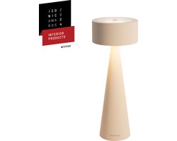 Sompex / Musterring tafellamp ELODY - oplaadbaar, zandkleur | Accu | LED tafellamp voor buiten en binnen - Werkt op batterijen - Aluminium - Dimbaar - Incl. Inductie oplaadbaar- Zand