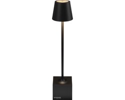 Sompex | Tafellamp Dave | Zwart | Accu | Dimbaar / 29,5cm hoog / tafellamp / ideaal zonder snoer / oplaadbaar met bijgeleverde kabel / kan zonder snoer overal neergezet worden