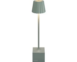 Sompex | Tafellamp Dennis | Olijfgroen | Accu | Dimbaar / 29,5cm hoog / tafellamp / ideaal zonder snoer / oplaadbaar met bijgeleverde kabel / kan zonder snoer overal neergezet worden