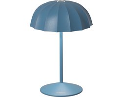 Sompex Tafellamp Ombrellino | Led | Blauw - indoor / outdoor / voor binnen en buiten met oplaadstation USB voor draadloos opladen - 2700-3000k - kleur in warm of koel wit instelbaar - Design acculamp
