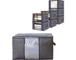 Somstyle 8x Opbergtas voor Beddengoed - 60 x 40 x 35 CM - Opberghoes Dekbed - Kleding Organizer - Grijs