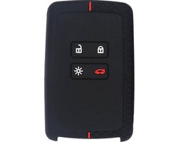 Somstyle Autosleutel Hoes Geschikt Voor Renault 4-Knops Smartkey Autosleutel - Siliconen - Zwart & Rood