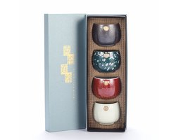 Somstyle Chinese Theekopjes Set - 4 Stuks - Keramische Mokken - 6.0 x 7.7 CM - Koffiekopjes Zonder Oor - Multicolor