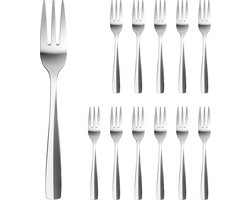 Somstyle Gebaksvorkjes Set - 12 Stuks - Taartvorkjes RVS - 14.5 CM - Dessert Vorkjes - Zilverkleurig