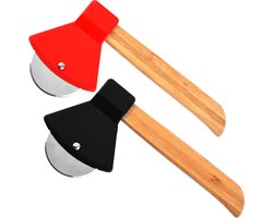Somstyle Hakbijl Pizzasnijder Set - 2 Stuks - RVS - Pizza Cutter - Antislip - Pizzames - Rood & Zwart