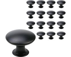 Somstyle Kastknoppen Set - 16 Stuks - Ø 30 MM - Deurknoppen voor Kasten - Meubelknop - Handgreep - Zwart
