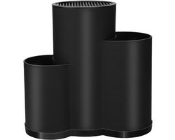 Somstyle Keukengerei Houder - 3-Delig - Spatelpot met Messenblok - 23 x 13.5 x 22.5 CM - Lepelpot - Messenhouder - Matzwart
