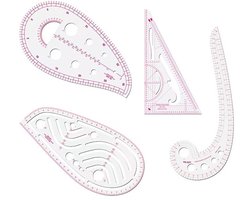 Somstyle Kleermakers Liniaal Set - 4 Stuks - Boogliniaal - Coupeuse liniaal - Naai Accessoires - Roze / Transparant
