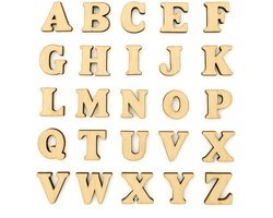 Somstyle Kleine Houten Letter Set - 200 Stuks - Alfabet Decoratie Mix - 1.5 x2.5 CM - Knutselpakket voor Scrapbooking - Lichtbruin