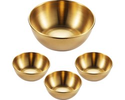 Somstyle Kommetjes Set - 4 Stuks - Sausschaaltjes - 8.5 x 3 CM - Saus Bakjes - Goudkleurig