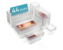 Somstyle Lade Organizer Bakjes - 44 Stuks - Bureau Accessoires - Keukenkast Ladeverdeler - Make Up Opbergbakjes - Transparant