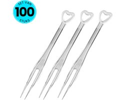 Somstyle Mini Fruitvorkjes Set - 100 Stuks - Prikkers - Kleine Vorken - Kunststof - Transparant