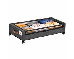 Somstyle Opbergbox met Wielen - 80 x 43 x 16 CM - Opbergtas Onder het Bed - Opberghoes Dekbed - Kleding Organizer - Donkergrijs