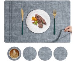 Somstyle Placemats met Onderzetters - 6 Sets - Voor Borden & Glazen - 45 x 30 CM / 10 x 10 CM - Onderleggers Tafel - Hemelsblauw