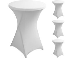 Somstyle Statafelrok Set - 4 Stuks - Statafelhoes - ∅80-85 x 110 CM - Stretch Tafelrok - Wit