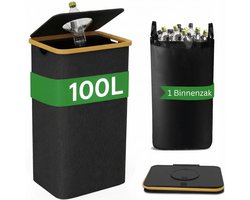 Somstyle Statiegeld Container - 100 Liter - Afvalbak voor Lege Flessen - Prullenbak met Afvalzak - Afvalscheiding - Zwart / Bruin