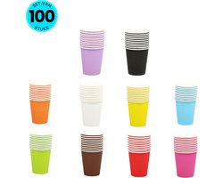 Somstyle Wegwerp Bekers 250 ML Set - 100 Stuks - Kartonnen Wegwerpbekers - Feestartikelen - Multicolor