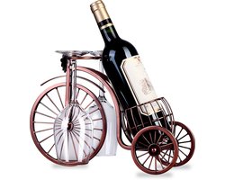 Somstyle Wijnhouder Retro Fiets - Wijnrek met Glazenhouder - Flessenhouder - Wijnfleshouder - Koperkleurig
