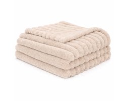 Somstyle Zachte Fleece Deken - 150 x 200 CM - Plaid voor Bank of Bed - Bankdeken Warm - Lichtbeige