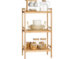 SONGMICS 3 Tier Bamboo Opbergrek voor Badkamer, Keuken, Slaapkamer, 45 x 31,5 x 80 cm, Natuurlijke