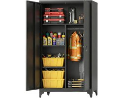 SONGMICS - Archiefkast - Metalen Kast met Hangrail - 2 Deuren - 5 Vakken - Afsluitbaar