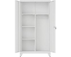 SONGMICS - Archiefkast - Metalen Kast met Kledingroede - 2 Deuren - 5 Vakken - Afsluitbaar