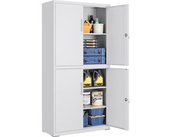 SONGMICS - Archiefkast - Metalen Opbergkast met 5 Planken - 4 Deuren - 2 Slotjes - Verstelbare Planken