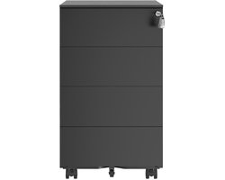 SONGMICS - Archiefkast - Rollcontainer Metalen Kast - Mobiele Archiefkast - 4 Lades