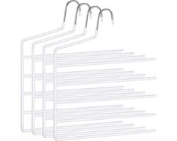 Songmics - Broekhanger – Multi – Set van 4 – Zilver met wit