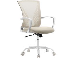 SONGMICS Bureaustoel, Bureaustoel met mesh bekleding, In hoogte verstelbare computerstoel, Draaistoel, Kantelfunctie, Ademend, Kantoor, Studie, Draagvermogen tot 120 kg, Cappuccino Beige