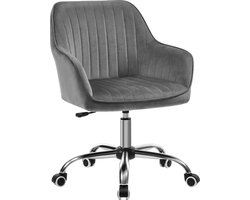 SONGMICS Bureaustoel, draaistoel met fluwelen bekleding, schuimvulling, in hoogte verstelbaar, voor werkkamer, bar, lichtgrijs OBG012G01
