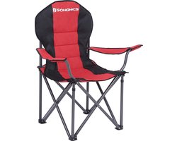 SONGMICS Campingstoel, inklapbaar, klapstoel, comfortabele met schuim beklede zitting, met flessenhouder, hoog belastbaar, max. belastbaarheid 250 kg, outdoor stoel, rood GCB06BK