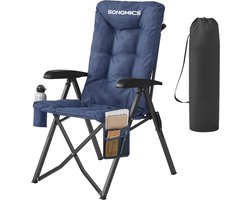SONGMICS - Campingstoel - Klapstoel - Met Verstelbare Rugleuning - 6 cm Dikke Bekleding - Draagtas