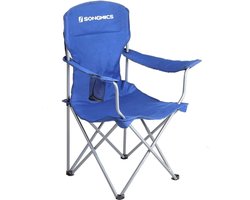 SONGMICS Campingstoel, set van 2, inklapbaar, comfortabel, klapstoel met robuust frame, belastbaar tot 150 kg, met flessenhouder, outdoor stoel, blauw GCB08BU, XL