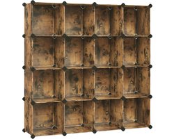 SONGMICS Cube Opbergorganizer, set van 16 plastic kubussen, kastorganizers en opslag, kamerorganisatie, slaapkamer woonkamer, 12,2 x 48,4 x 48,4 inch, rustiek bruin LPC442A01
