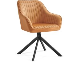 SONGMICS - Eetkamerstoelen - Eetkamerstoel met Armleuningen - Draaibaar - Fluweel - Stalen Poten - Belastbaar tot 120 kg