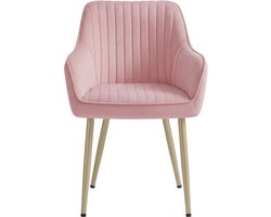 SONGMICS - Eetkamerstoelen - Eetkamerstoel van Fluweel - Met Armleuningen - Rembourrée Zitting - Metalen Poten - Max. 120 kg