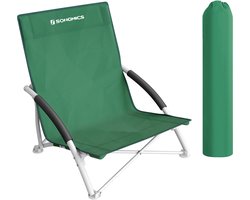 SONGMICS GCB61GV1 - Strandstoel met Hoge Rugleuning - Opvouwbaar en Lichtgewicht - Inclusief Draagtas