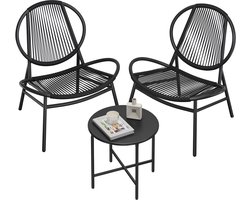 SONGMICS GGF021BZ01 - Balkonmeubelset 3-delig - Tafel en 2 Stoelen - Weerbestendig PE-Polyrattan