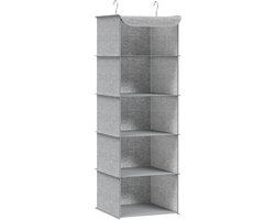 SONGMICS - Hangrek - Hangorganizer voor Kast - Opvouwbaar en Ruimtebesparend - Met Metalen Haken en Bamboe Inzetstukken
