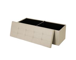 Songmics Hocker – Poef - Zitbank Met Opbergruimte - lengte 110 cm - beige