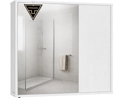 SONGMICS HOME BBC114WE01 Spiegelkast, Badkamerkast, Supersnelle gereedschapsvrije montage, Gereedschapsloze technologie, Badkamerspiegel, Verstelbare planken, Modern, 15 x 60 x 55 cm, Sneeuwwitje