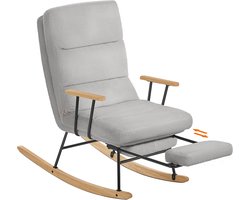 SONGMICS HOME - Relaxfauteuil - Schommelstoel met Fleece Bekleding - 4-voudig Verstelbare Rugleuning - Max. 160 kg Draagvermogen